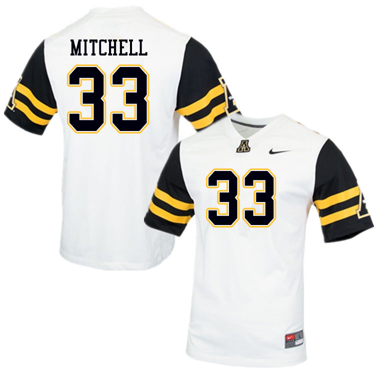 Men #33 Jordan Mitchell Appalachian State Mountaineers College Football Jerseys Sale-White